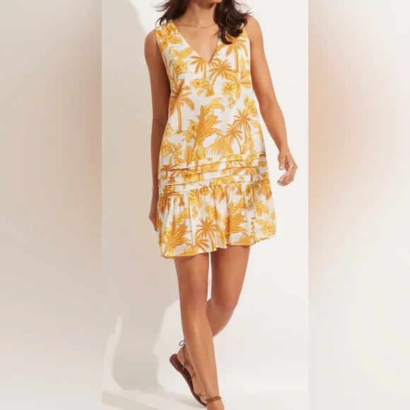 Seafolly Cast Away Tuscan Sun 100% Cotton Beach Cover Up Dress SzM - Picture 13 of 14